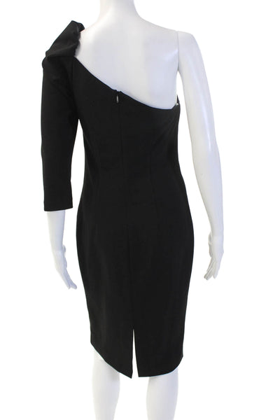 Trina Turk Womens Sheath Dress Black 3/4 Sleeve Zip Size 2