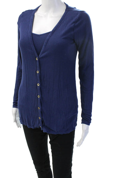 Lilly Pulitzer Womens Blue V Neck Button Up Long Sleeve Sweater Size S