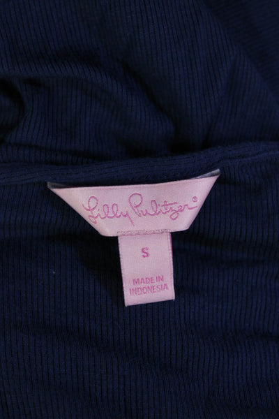 Lilly Pulitzer Womens Blue V Neck Button Up Long Sleeve Sweater Size S