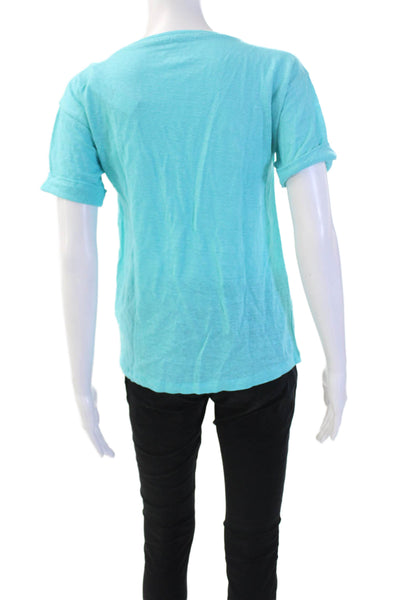 J Crew Women Basic Light Blue Round Neck Short Sleeve T-Shirt Size XS