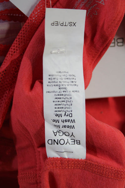Beyond Yoga Womens V Neck Sports Bra Red Size Extra Small