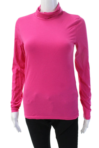 J Crew Womens Basic Mock Neck Long Sleeve Top Pink 97% Viscose Size S