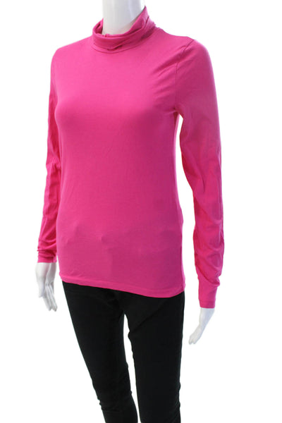 J Crew Womens Basic Mock Neck Long Sleeve Top Pink 97% Viscose Size S