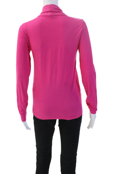 J Crew Womens Basic Mock Neck Long Sleeve Top Pink 97% Viscose Size S