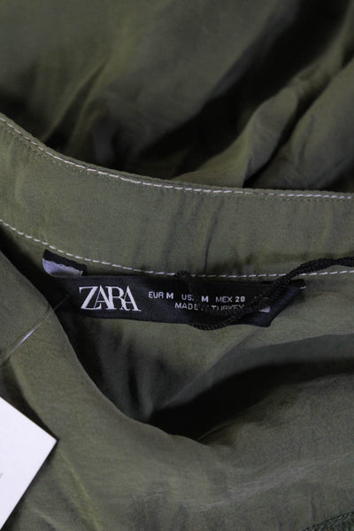 Zara Women Green Long Sleeve Jumpsuit Modal Size M