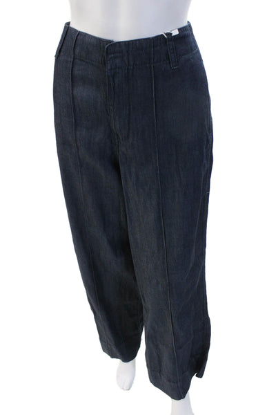 MNG Womens Dark Blue Cotton Blend Dress Pants Button Closure Size S