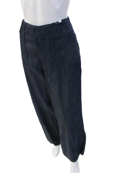 MNG Womens Dark Blue Cotton Blend Dress Pants Button Closure Size S