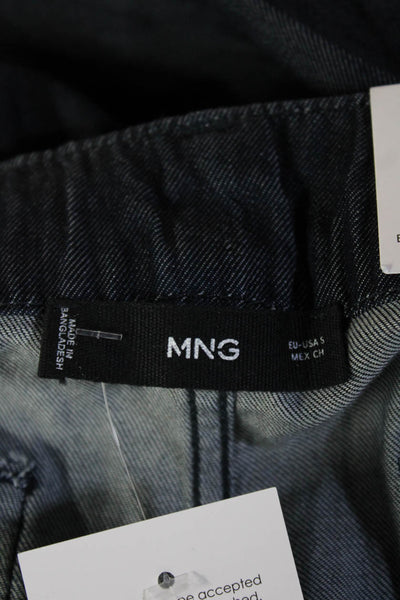 MNG Womens Dark Blue Cotton Blend Dress Pants Button Closure Size S