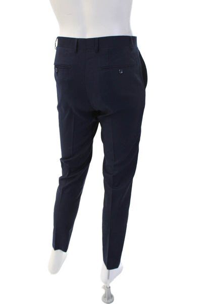 Trend Maxman Men Ankle Dress Pants Dark Blue Wool Button Solid Size 31