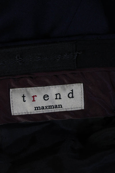Trend Maxman Men Ankle Dress Pants Dark Blue Wool Button Solid Size 31