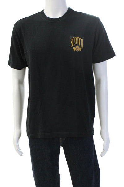 Scotch & Soda Mens Black Graphic Beer T-Shirt Crew Neck Short Sleeve Size M