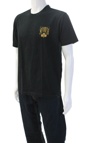 Scotch & Soda Mens Black Graphic Beer T-Shirt Crew Neck Short Sleeve Size M