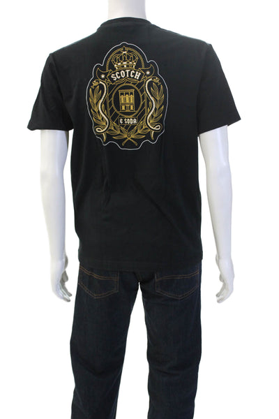 Scotch & Soda Mens Black Graphic T-Shirt Cotton Short Sleeve Size M