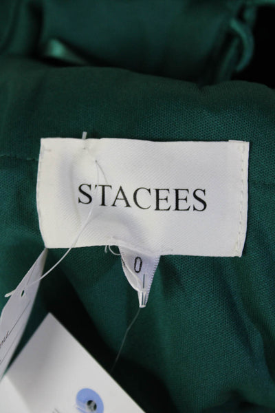 Stacees Womens Bodycon Mini Dress Green Lace Up Sleeveless Size 0