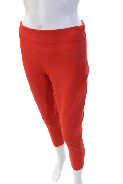 Joseph Women Ankle Cropped Pants Red Zip Designer Size 36