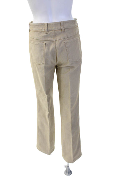 Escada Women Beige Chinos Mid Rise 70% Cotton Size 42