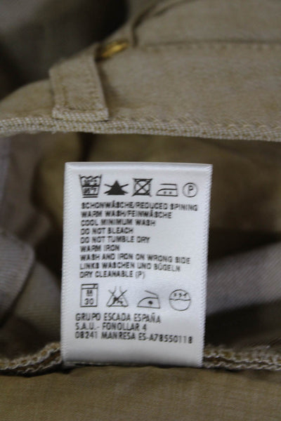 Escada Women Beige Chinos Mid Rise 70% Cotton Size 42