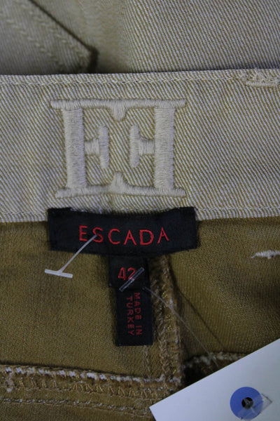 Escada Women Beige Chinos Mid Rise 70% Cotton Size 42