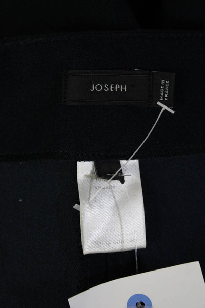 Joseph Womens Cropped Ankle Black Pants Virgin Wool Zip Size 36