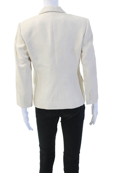 Joseph Womens Classic Beige Collared 3/4 Sleeve Blazer Ramie Cotton Size 38