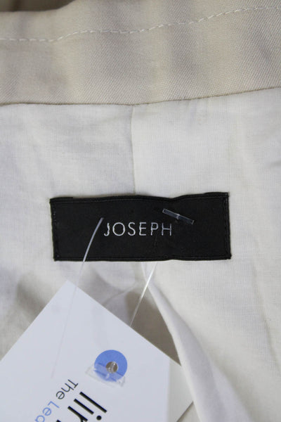 Joseph Womens Classic Beige Collared 3/4 Sleeve Blazer Ramie Cotton Size 38