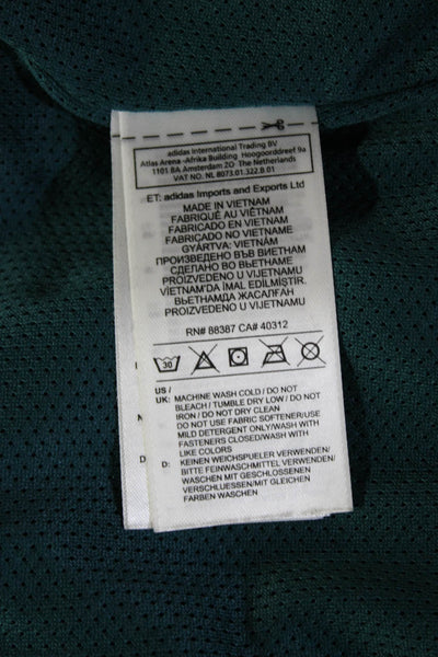 Adidas Unisex Green Geometric Windbreaker Zip Collared Fall Size M