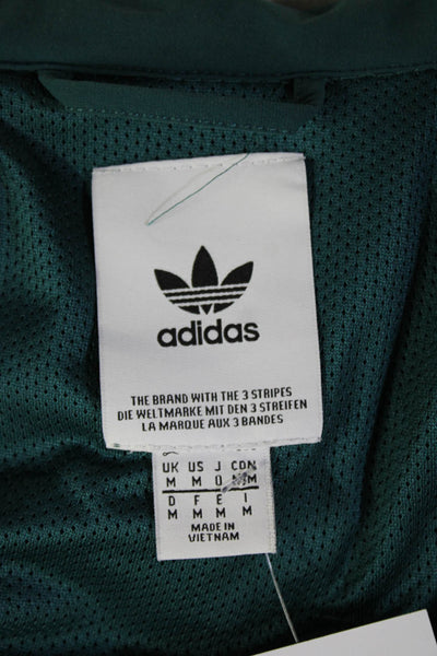 Adidas Unisex Green Geometric Windbreaker Zip Collared Fall Size M