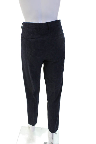 Zara Men Ankle Dress Pants Dark Blue Check Button Size 30