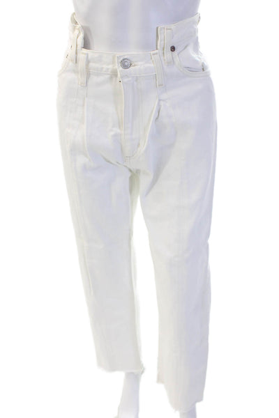 Agolde Unisex Cropped High Rise Pants White 100% Organic Cotton Size 23