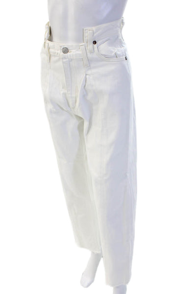 Agolde Unisex Cropped High Rise Pants White 100% Organic Cotton Size 23