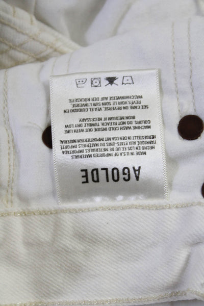 Agolde Unisex Cropped High Rise Pants White 100% Organic Cotton Size 23