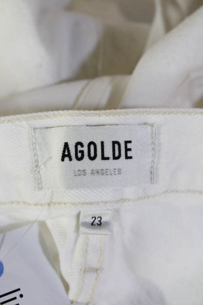 Agolde Unisex Cropped High Rise Pants White 100% Organic Cotton Size 23