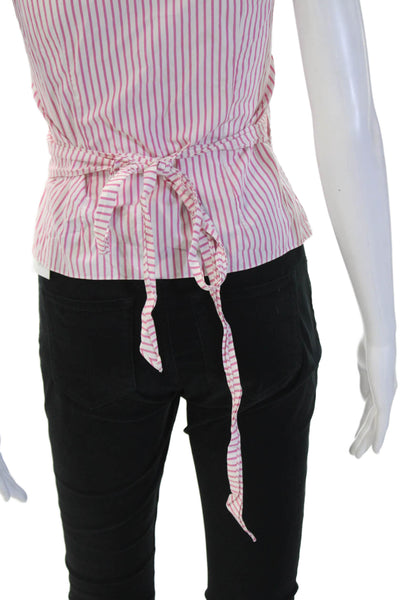 Ralph Lauren Blue Label Womens Striped Sleeveless Blouse Pink Cotton Size 2