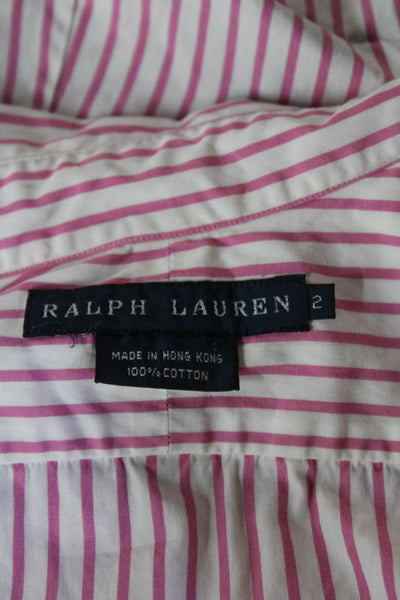 Ralph Lauren Blue Label Womens Striped Sleeveless Blouse Pink Cotton Size 2
