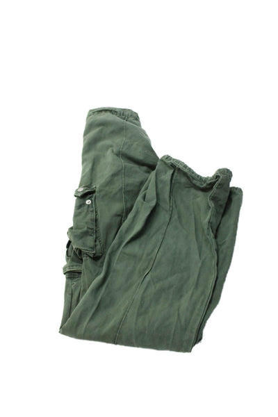 Revice Unisex Cargo Pants Green Cotton Button Solid Army Size 24