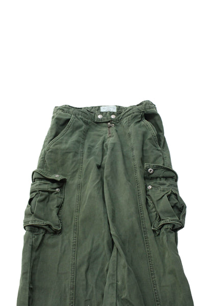 Revice Unisex Cargo Pants Green Cotton Button Solid Army Size 24