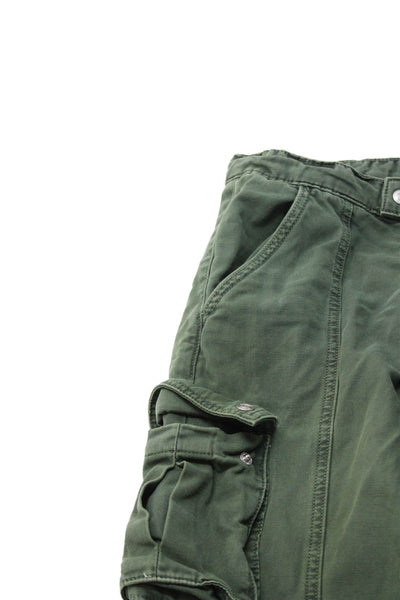 Revice Unisex Cargo Pants Green Cotton Button Solid Army Size 24