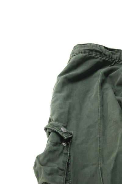 Revice Unisex Cargo Pants Green Cotton Button Solid Army Size 24
