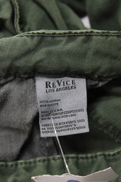 Revice Unisex Cargo Pants Green Cotton Button Solid Army Size 24