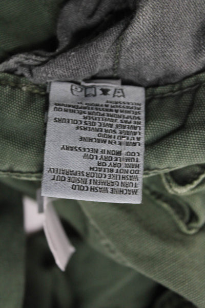 Revice Unisex Cargo Pants Green Cotton Button Solid Army Size 24