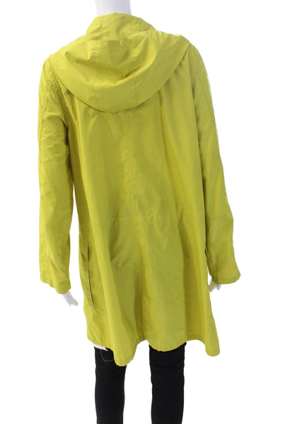 Eileen Fisher Womens Raincoat Yellow Recycled Polyester Snap Long Sleeve Size M