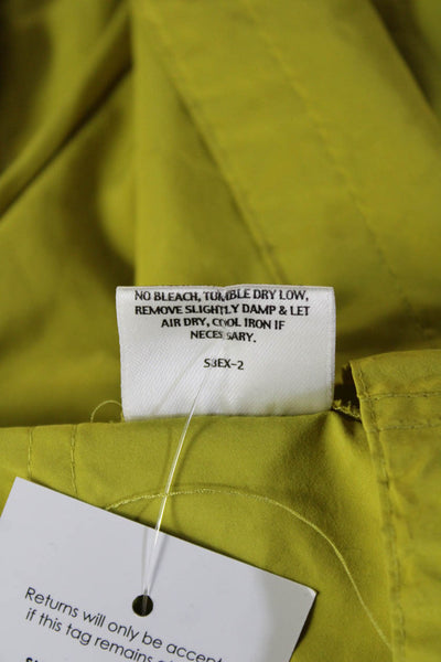Eileen Fisher Womens Raincoat Yellow Recycled Polyester Snap Long Sleeve Size M