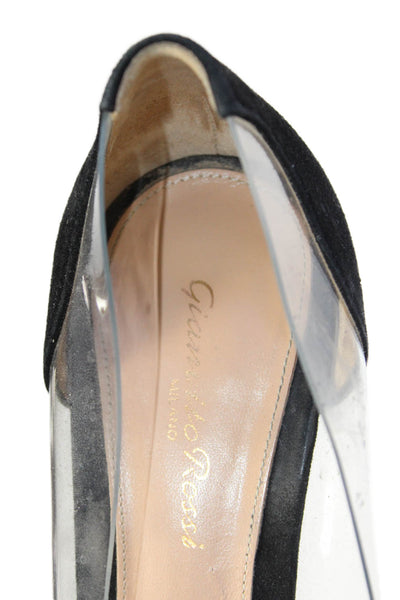 Gianvito Rossi Womens Suede Transparent Heels Black Size 38 8