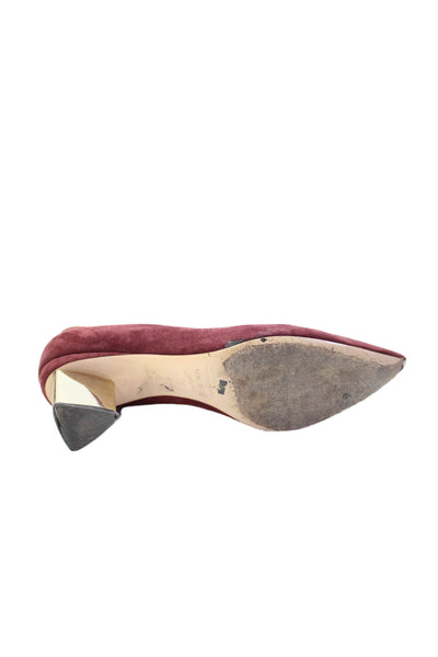 Nicholas Kirkwood Womens Suede Pointed Toe Heels Burgundy Size 38 8