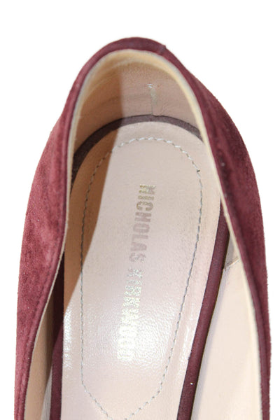 Nicholas Kirkwood Womens Suede Pointed Toe Heels Burgundy Size 38 8