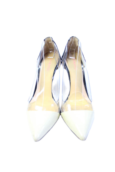 Gianvito Rossi Womens Suede Transparent Heels Beige Size 38 8