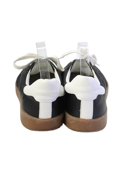 Zara Womens Lace Up Suede Trim Canvas Low Top Sneakers Black White Size 41