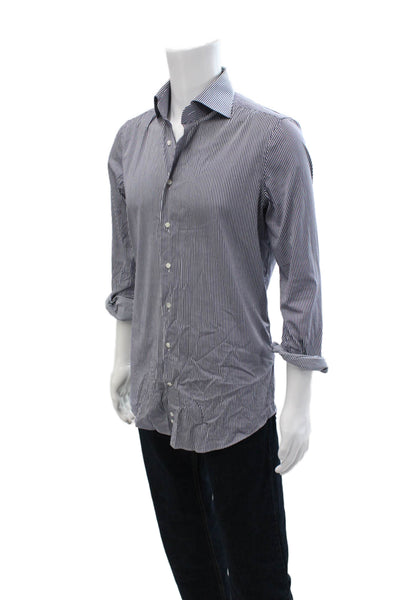 Suit Supply Men's Collared Long Sleeves Button Down Shirt Blue Striped Size 40