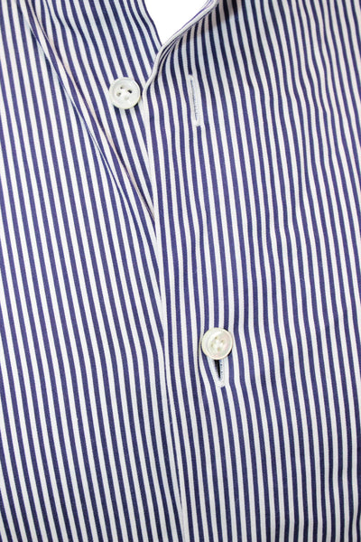 Suit Supply Men's Collared Long Sleeves Button Down Shirt Blue Striped Size 40