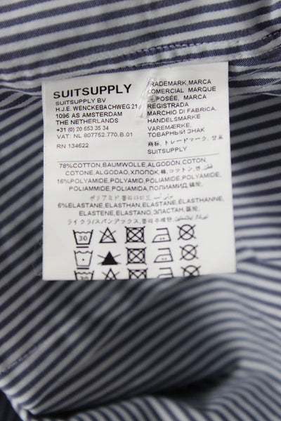 Suit Supply Men's Collared Long Sleeves Button Down Shirt Blue Striped Size 40